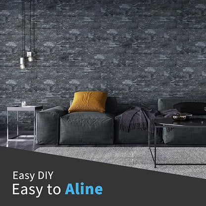 Art3d 10-Sheet Peel and Stick Backsplash PVC Wall Tile, Stickon Tile for Kitchen Backplash, Bathroom Vanities, Fireplace Decor, Laundry Table, Stair Decals in Dark Granite, Plastic-Sheets