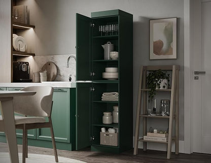 Palace Imports Solid Wood Kitchen Pantry - Narrow Storage Cabinet - Shaker Doors, Adjustable Shelves, Green, 16.5" Wide x 71.5" Tall, 100% Eco-Friendly Wood, Modular Pantry Cabinet Systems