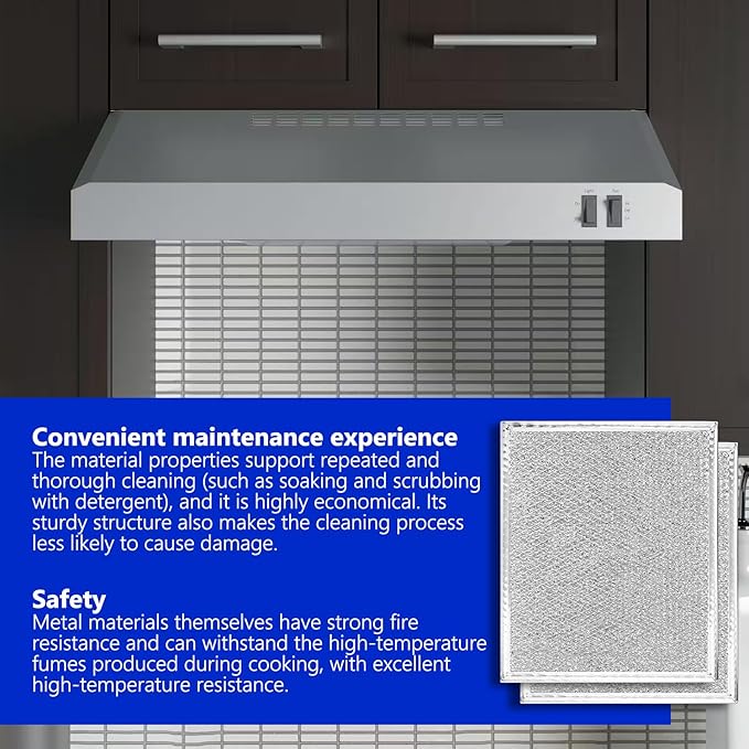 HASMX Aluminum Replacement Grease Filter for Range Hood 9" x 10.5" x 1/8" - Replaces Part Number GE: WBX8406. American Metal Filter: RHP0808, RBF0901. Homefilter: HF120 (2)