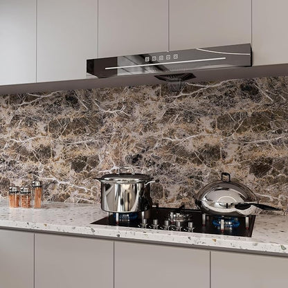 BAYYA Extra Wide Marble Granite Peel and Stick Wallpaper Brown Thicken Waterproof Self-Adhesive 31.5x354inch Dark Countertop Contact Paper for Kitchen Bathroom DIY Wall Stickers Marble Vinyl Wrap