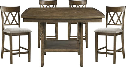 Lexicon Attis 5-Piece Counter Height Dining Set (Cross Back), Light Oak