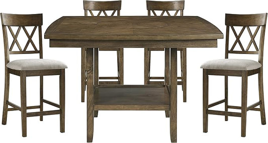 Lexicon Attis 5-Piece Counter Height Dining Set (Cross Back), Light Oak