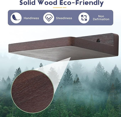 Small Floating Shelf, 5x6 Inch Display Ledges for Wall,Mini Shelves,Rustic Wood Shelf for Bedroom Living Room Bathroom Kitchen (6, Dark Walnut)