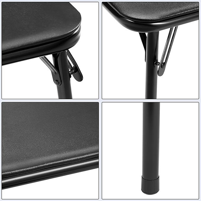 VECELO 34'' Folding Card Table with Black PU Padded Tabletop, Portable Multifunctional for Indoor/Outdoor, Home, Parties, Picnics, Games