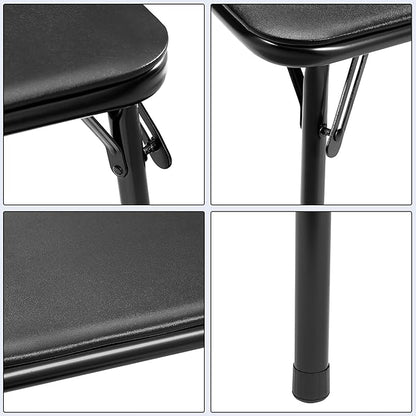 VECELO 34'' Folding Card Table with Black PU Padded Tabletop, Portable Multifunctional for Indoor/Outdoor, Home, Parties, Picnics, Games