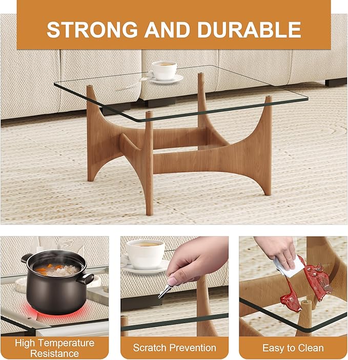 20" x 20" Tempered Glass Table Top Square 0.23" Thick Flat Polished Edge Top Protector for Dining, Patio, Coffee Table (20x20 inch)
