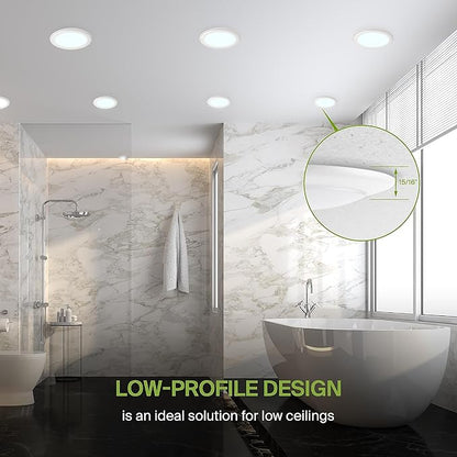 ASD 12 Pack LED Disk Lights 6 Inch, 15W 5000K Daylight 1300LM CRI90+, Dimmable Flush Mount Ceiling Light Fixture, Low Profile Surface Mount Disc, Junction Box or Recessed Can Install, ETL