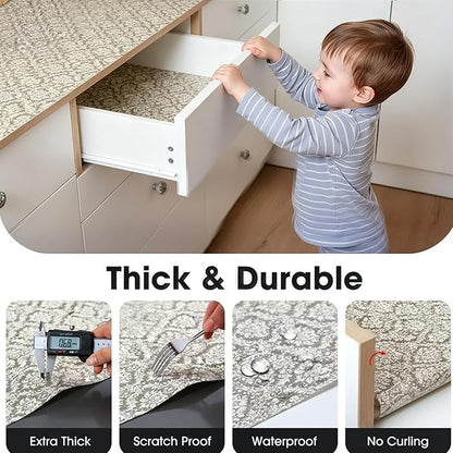 Coavas Shelf and Drawer Liner, Non Slip Extra Grip Non Adhesive Waterproof Thickened Cabinet Mat, Easy Cut for Kitchen Pantry Bathroom Dresser Cupboard (Beige Cream, 12IN x 10FT)