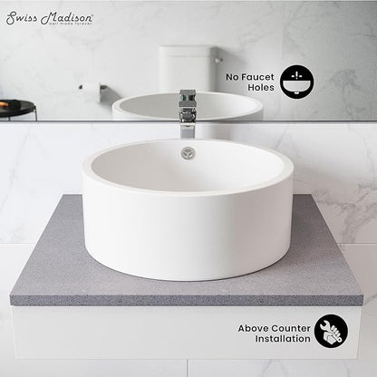 Swiss Madison Plaisir Ceramic Porcelain Round Vessel Vanity Art Basin Bathroom Sink …