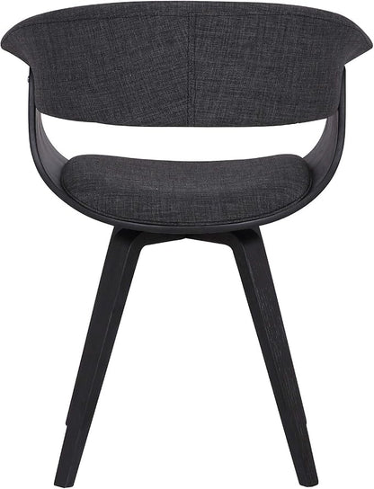 Armen Living Summer Contemporary Dining Chair in Black Brush Wood Finish and Charcoal Fabric - Set of 4
