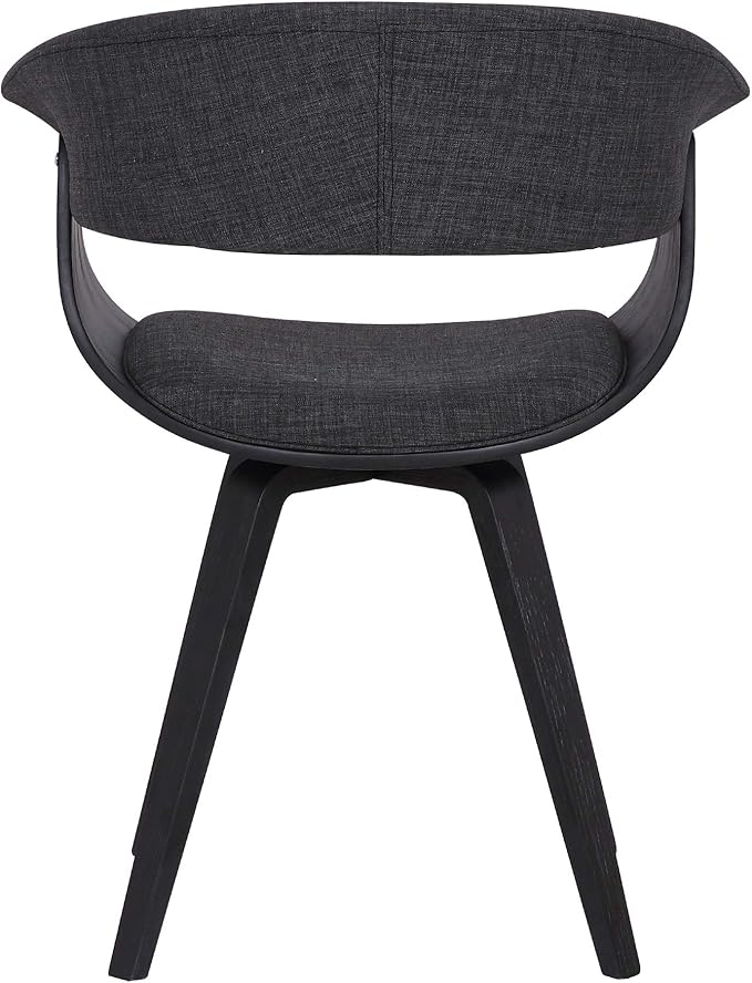 Armen Living Summer Contemporary Dining Chair in Black Brush Wood Finish and Charcoal Fabric - Set of 2