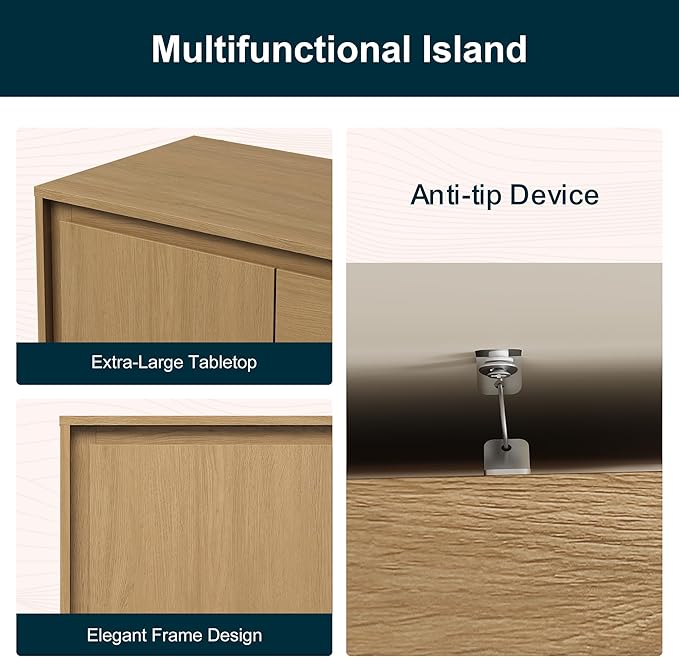 RoyalCraft Buffet Cabinet with Storage, Coffee Bar Cabinet with 3 Drawers and 2 Doors, Framed Edge Design, Modern Sideboard for Kitchen, Living Room and Dining Room, Natural