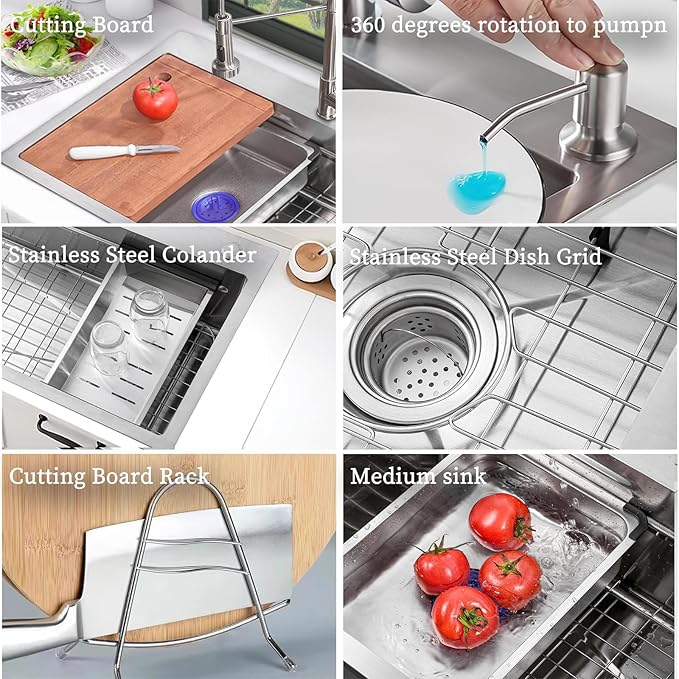 Kitchen Sink 30 inch Drop in Kitchen Sink with Faucet Combo Modern Workstation Farmhouse Sinks Large Stainless Steel Single Bowl kitchen Sinks