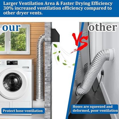 4 inch Dryer Vent Cover, Dryer Vent Connector Kit, 90 Degree Dryer Vent Elbow, Dryer Vent Wall Plate with Hose(4 inch 5FT) Indoor Dryer Vent Duct Adapter, Dryer Vent Hose for Tight Space