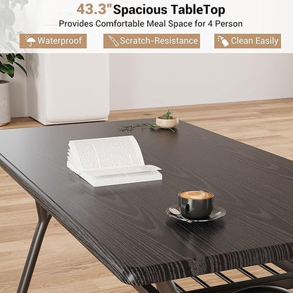 GarveeHome 5-Piece Dining Table Set for 4, Modern Kitchen Table with 4 Boucle Chairs, Rectangular Dining Table with Storage Shelf & Marble Tabletop, Beige Home Dining Furniture for Small Space