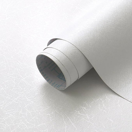Safiyya Wallpaper White Textured Wallpaper Peel and Stick Silk Removable Wall Paper Embossed Self Adhesive Contact Paper for Bedroom Vinyl Rolls 17.3 inch X 118 inch