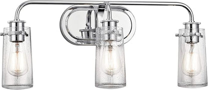 KICHLER Braelyn 24" 3 Light Vanity Light with Clear Seeded Glass Chrome