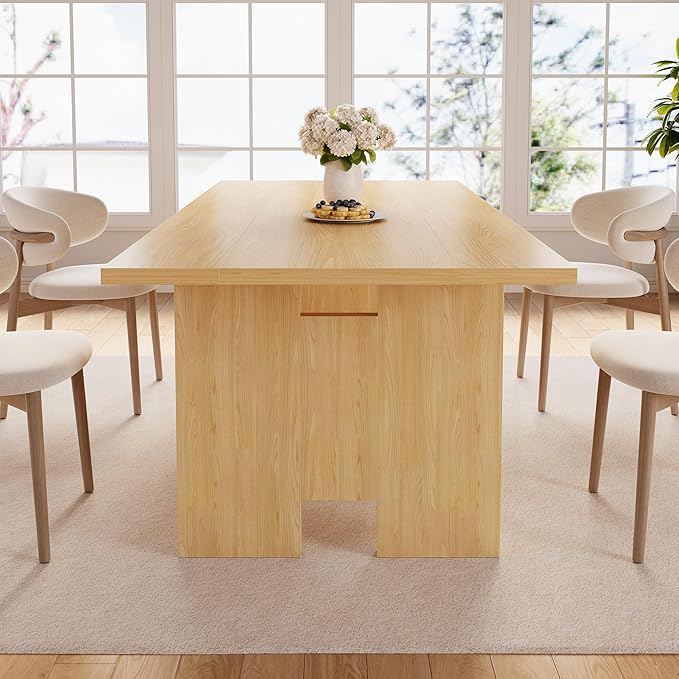Jocoevol 63" Folding Dining Table for 4-6, Modern Dining Room Table with Large Foldable Tabletop, Wood Folding Table with Foldable Legs, Dinner Tables for Kitchen Dining Room (Natural)