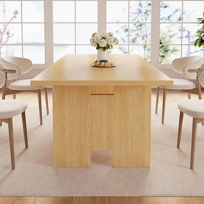Jocoevol 63" Folding Dining Table for 4-6, Modern Dining Room Table with Large Foldable Tabletop, Wood Folding Table with Foldable Legs, Dinner Tables for Kitchen Dining Room (Natural)
