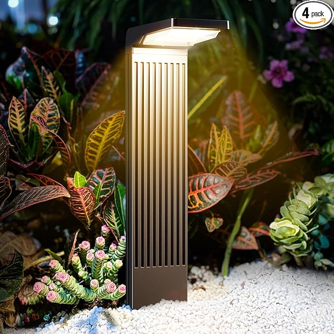 COXSENI Solar Pathway Lights Outdoor 4Pack, Bright 60LED Solar Path Lights Outside Waterproof, Warm & Cool Walkway Lights Solar Powered, Landscape Light for Driveway Lawn Patio Garden Yard