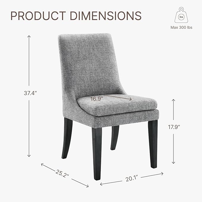 KISLOT Upholstered Dining Chairs Modern Sidechair Performance Fabric High Back Armlesschair for Diningroom Kitchen,Dark Grey,Set of 2(1 Box)