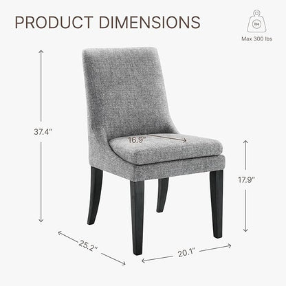 KISLOT Upholstered Dining Chairs Modern Sidechair Performance Fabric High Back Armlesschair for Diningroom Kitchen,Dark Grey,Set of 2(1 Box)