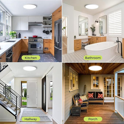 hepside 1Pack LED Flush Mount Ceiling Light Fixture, 13Inch 24W, Dimmable&3000K/3500K/4000K/5000K/6500K Adjustable Low Profile Ceiling Lights, Round Flat Ceiling Light for Kitchen,Hallway-White