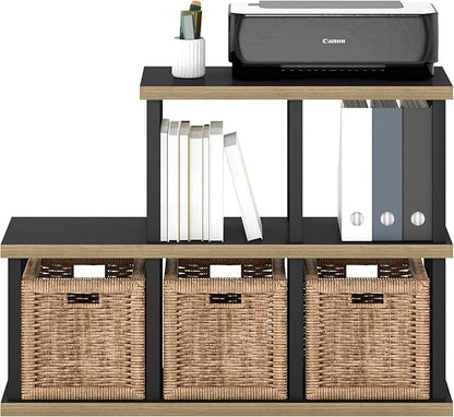 Furinno Turn-N-Tube No Tools Decorative Display Shelf, 5-Cube, Americano/Black