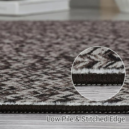 Washable Area Rug 10x13 Rug for Living Room Modern Rugs for Bedroom Imitation Braided Large Area Rug Non Slip Throw Rugs Stain Resistant Carpet for Nursery Dining Room 10'x13' Grey/Brown
