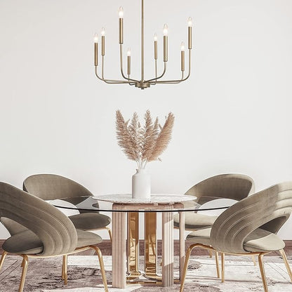 KSANA Modern Antique Gold Chandeliers for Dining Room, 8 Lights Lighting Fixture with Aged Gold Finish for Living Room, Bedroom, Foyer, Kitchen
