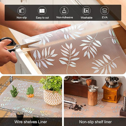 Cooyes Shelf Liner – Premium Non-Adhesive Cabinet & Drawer Liner for Kitchen – Waterproof Shelf Paper with Modern Pattern – Durable EVA Cabinet Mat – Easy to Cut （12" W x 360" L）