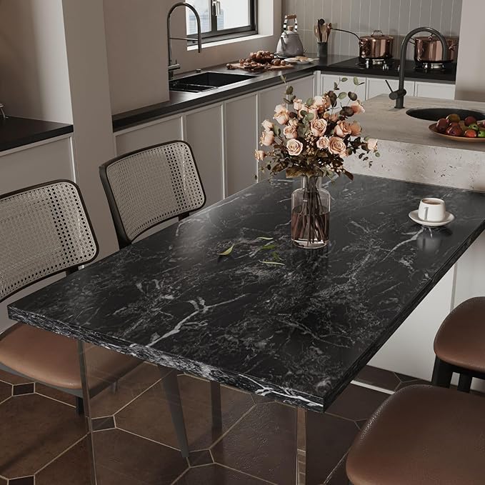 Abyssaly Black Marble Contact Paper Granite Peel and Stick Wallpaper for Countertops Self-Adhesive Waterproof Thicken Wallpaper Kitchen Bathroom and Furniture 11.8" X 78.7"