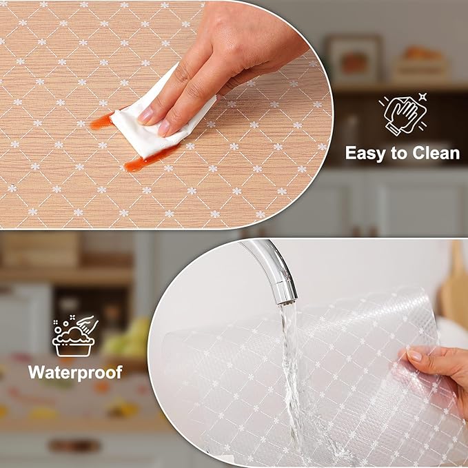 Cooyes Shelf Liner – Premium Non-Adhesive Cabinet & Drawer Liner for Kitchen – Waterproof Shelf Paper with Modern Pattern – Durable EVA Cabinet Mat – Easy to Cut （24" W x 240" L）