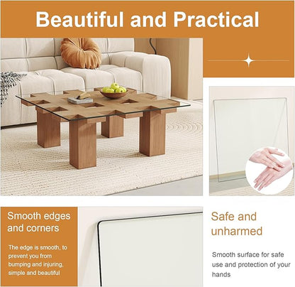 Tempered Glass Table Top, 36" Square Glass Table Top with Durable and Heat-Resistant,Clear Glass Table Tops Versatile for Dining Table, Kitchen Table,Coffee Tables, Office Table