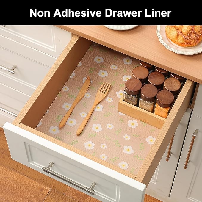 Cooyes Shelf Liner – Premium Non-Adhesive Cabinet & Drawer Liner for Kitchen – Waterproof Shelf Paper with Modern Pattern – Durable EVA Cabinet Mat – Easy to Cut （17.5" W x 197" L）