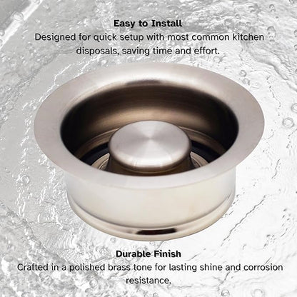 Westbrass A2165-07 4-1/4" OD Post Style Large Kitchen Basket Strainer with Waste Disposal Flange and Stopper Drain Set, Satin Nickel