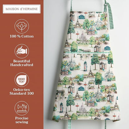 Maison d' Hermine 100% Cotton Apron for women with Pocket Kitchen Chef Apron for Men Cooking Mothers Day Gifts