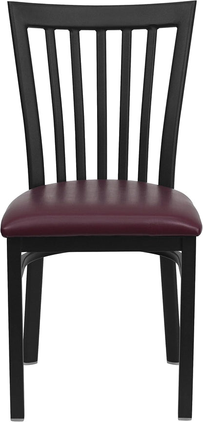 Flash Furniture HERCULES Series Black School House Back Metal Restaurant Chair - Burgundy Vinyl Seat