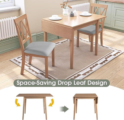 Ball & Cast 2945" Extendable Modern Farmhouse Dining Room Table, Wooden Folding Table with Drop Leaf & Wood Legs, Space-Saving Foldable Dinner Table for Small Place, Natural