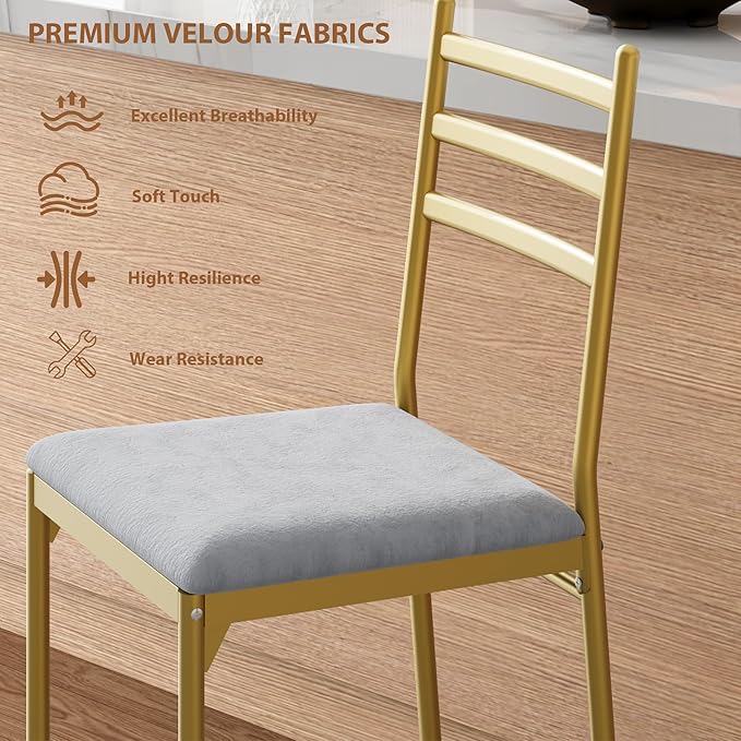 Garvee Bar Stools Set of 4, Counter Height Bar Chairs with Back and Thick Cushion, Upholstered Dining Chairs with Padded Seat, Barstools for Kitchen Island, Bar, Dining Room, Retro Gold