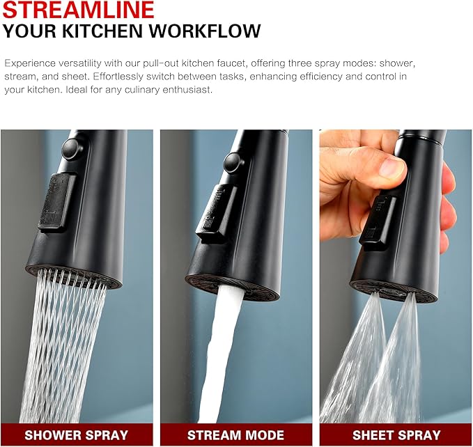 sumerain Matte Black Touchless Kitchen Sink Faucet with Pull Down Sprayer,Hands Free Motion Sensor Faucet for Kitchen Sink