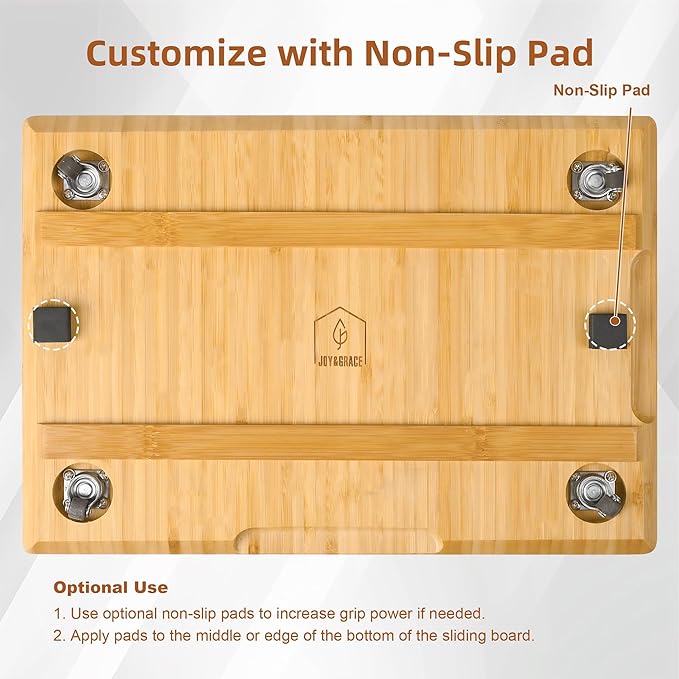 oy&Grace Appliance Slider for Kitchen Appliances 360° Rolling Sliding Tray for Coffee Maker Countertop, Bamboo Coffee Pot Slider Rolling Tray with Universal Rollers (Natural, Large 16"x13")