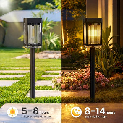 Solar Pathway Lights, 12 Pack Solar Powered Garden Lights Waterproof IP65, 10-40 LM Auto On/Off Outdoor Light for Lawn Patio Walkway Driveway Decor Landscape Lighting (Warm White)