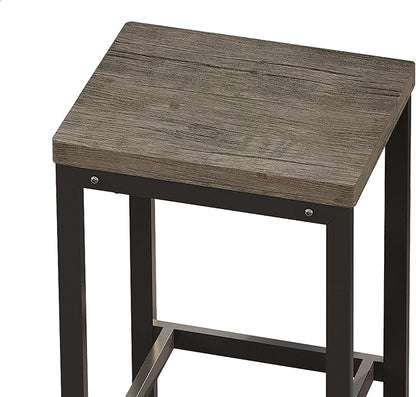 Merax 4-Piece Counter Height Extra Long Dining Table Set with 3 Stools and Footrest, Modern Design Kitchen Dining Table, Pub Table, Long Dining Table Set, Brown Gray