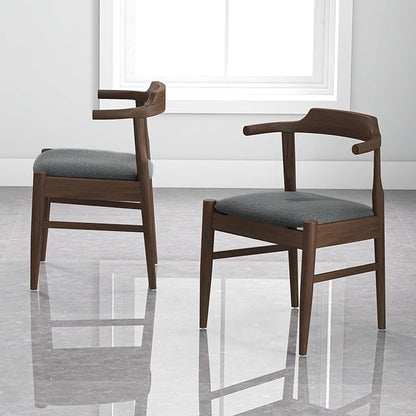 Counter Height Side Chairs Set of 2, Gray Fabric with Solid Wood Frame and Foot Pegs, 28 Inch Height Modern Farmhouse Chairs for Kitchen Island & Dining
