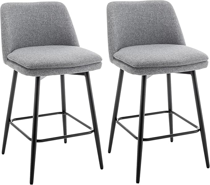 Modern Dining Chairs,Set of 2,Sturdy and Stylish,Simple Natural Design,Swivel Bar Stools with Back,Versatile Use in Kitchen Island Pub,Applicable to Front Porch,Garden,Patio,Reception Room,LIGHTGREY-