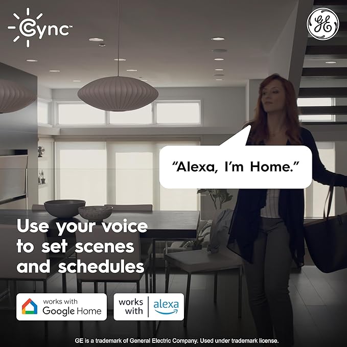 GE Cync Reveal® Smart LED Recessed Downlight, Color Changing WiFi Light, Matter Compatible, Compatible with Alexa and Google Home, 6in (3-Pack)