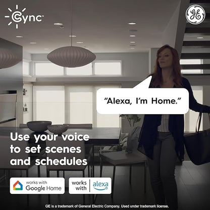 GE Cync Reveal® Smart LED Recessed Downlight, Color Changing WiFi Light, Matter Compatible, Compatible with Alexa and Google Home, 6in (3-Pack)