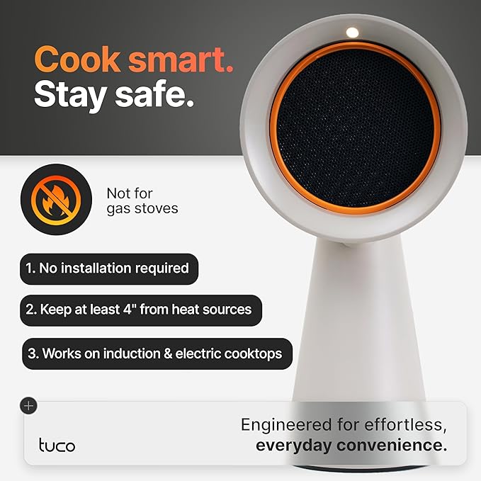 TUCO Portable Range Hood, Countertop Kitchen Exhaust Fan with 3 Speeds, 5-Layer Filter, Powerful Smoke Removal, Low Noise, Oil Cup, Air Purifier for Apartments, Dorms & Indoor BBQ Smokeless – Grey