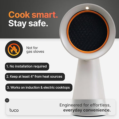 TUCO Portable Range Hood, Countertop Kitchen Exhaust Fan with 3 Speeds, 5-Layer Filter, Powerful Smoke Removal, Low Noise, Oil Cup, Air Purifier for Apartments, Dorms & Indoor BBQ Smokeless – Grey